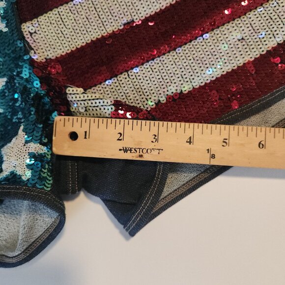 Juicy Couture US Flag Sequin Shorts Patriotic Denim Stretch July 4th USA Medium - Picture 10 of 12